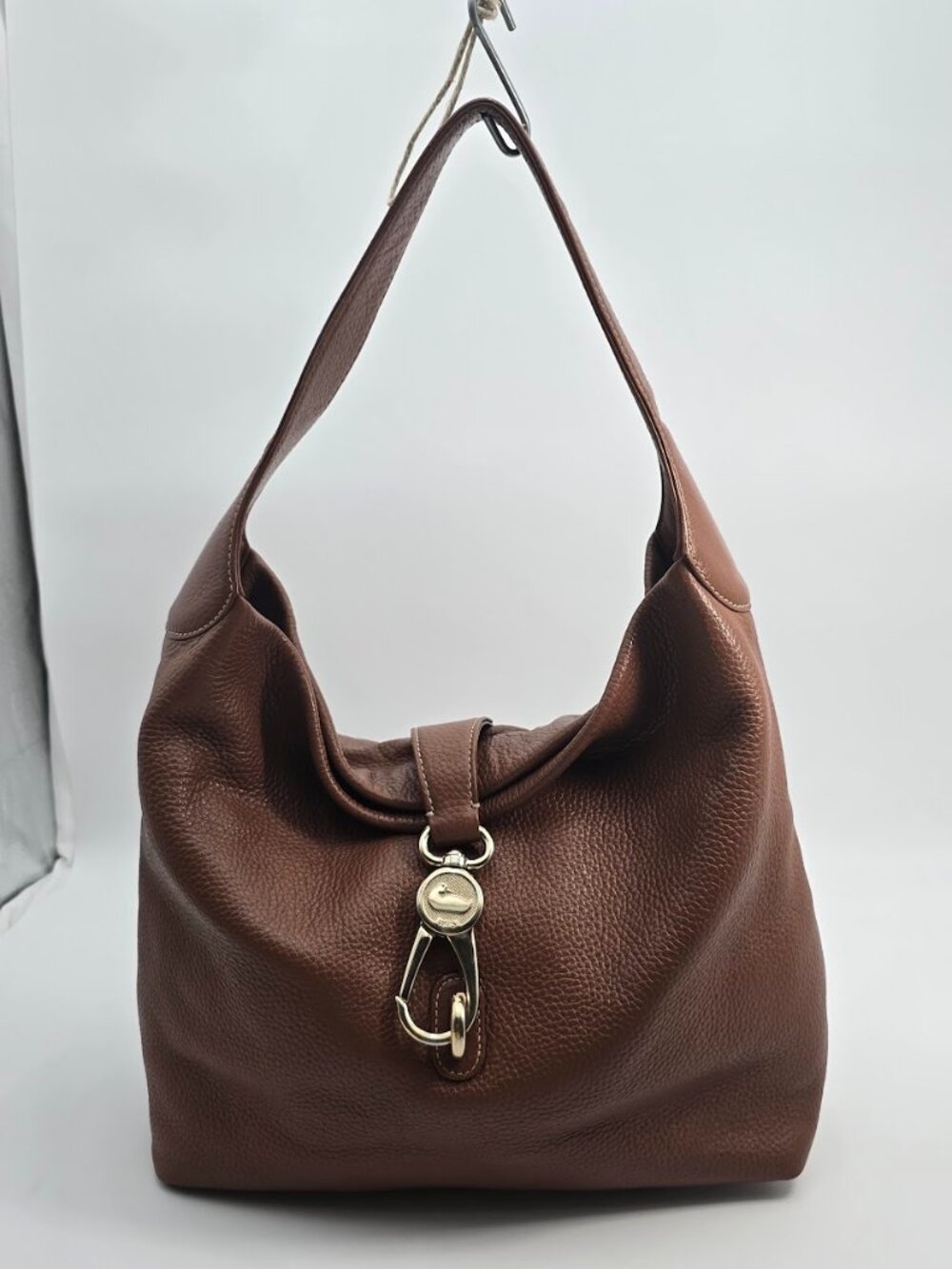 Dooney & Bourke Tan Pebbled Leather Hobo Shoulder Bag Lock Sac